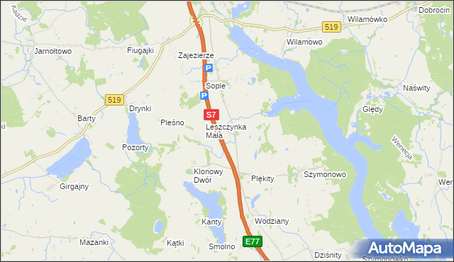 mapa Linki gmina Małdyty, Linki gmina Małdyty na mapie Targeo