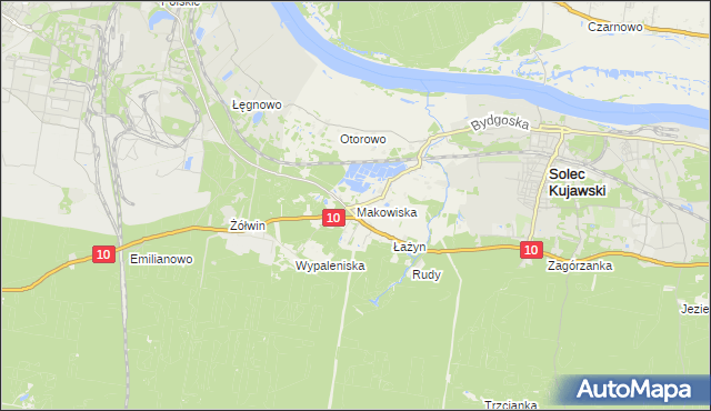 mapa Makowiska gmina Solec Kujawski, Makowiska gmina Solec Kujawski na mapie Targeo