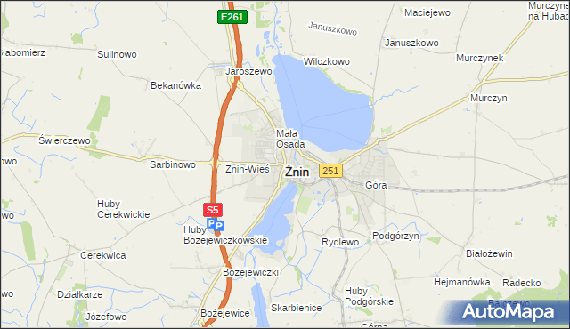 mapa Żnin, Żnin na mapie Targeo