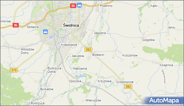 mapa Boleścin gmina Świdnica, Boleścin gmina Świdnica na mapie Targeo