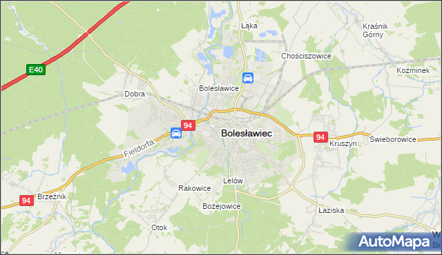 mapa Bolesławca, Bolesławiec na mapie Targeo