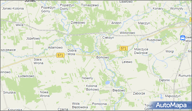 mapa Borkowo gmina Nasielsk, Borkowo gmina Nasielsk na mapie Targeo