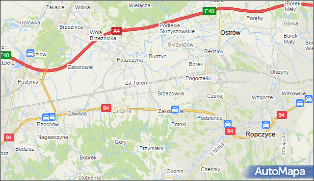 mapa Brzezówka gmina Ropczyce, Brzezówka gmina Ropczyce na mapie Targeo