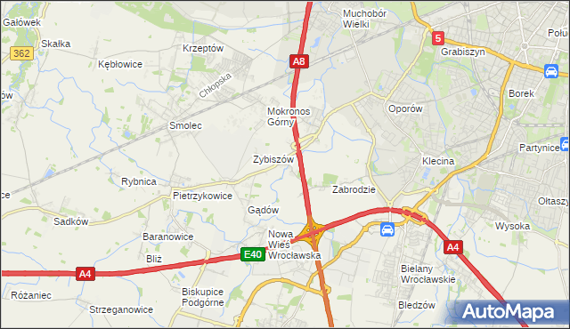 mapa Cesarzowice gmina Kąty Wrocławskie, Cesarzowice gmina Kąty Wrocławskie na mapie Targeo