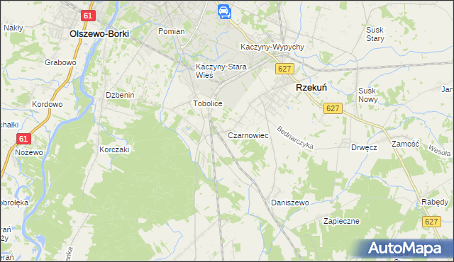 mapa Czarnowiec gmina Rzekuń, Czarnowiec gmina Rzekuń na mapie Targeo