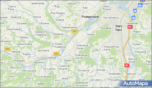 mapa Gołkowice Dolne, Gołkowice Dolne na mapie Targeo