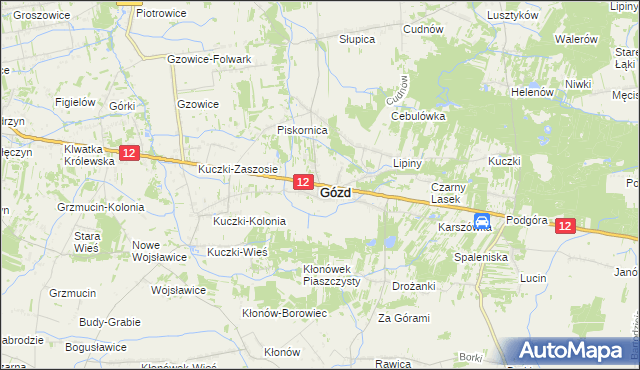 mapa Gózd powiat radomski, Gózd powiat radomski na mapie Targeo