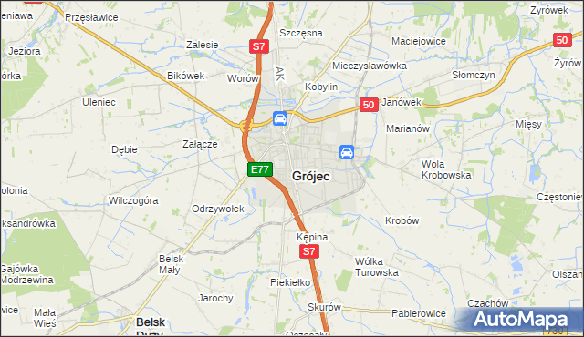 mapa Grójec, Grójec na mapie Targeo