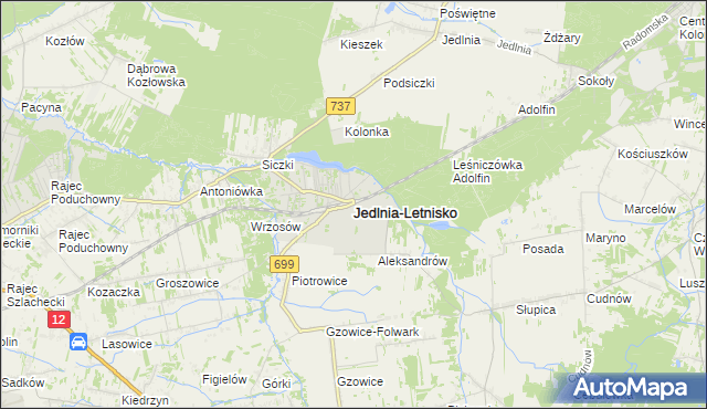 mapa Jedlnia-Letnisko, Jedlnia-Letnisko na mapie Targeo