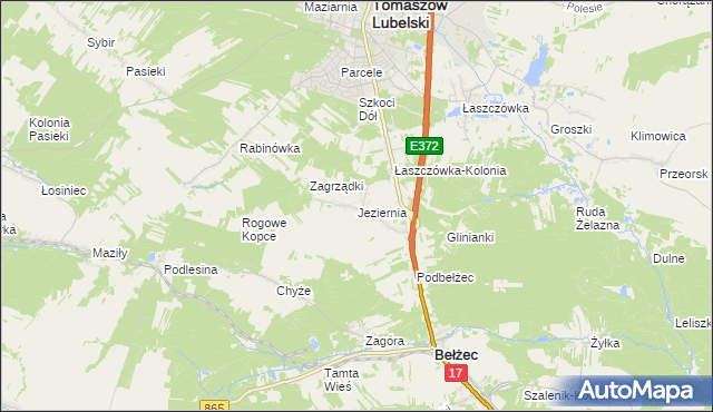 mapa Jeziernia, Jeziernia na mapie Targeo