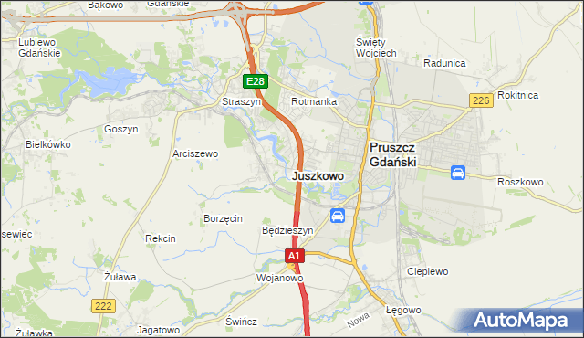 mapa Juszkowo, Juszkowo na mapie Targeo