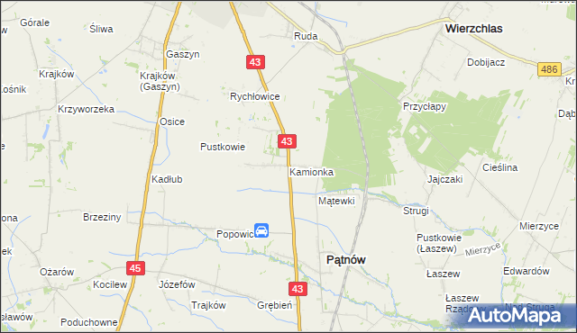 mapa Kamionka gmina Pątnów, Kamionka gmina Pątnów na mapie Targeo