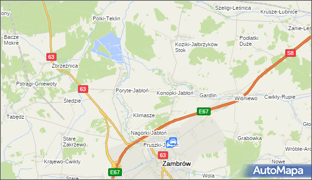 mapa Konopki-Jabłoń, Konopki-Jabłoń na mapie Targeo