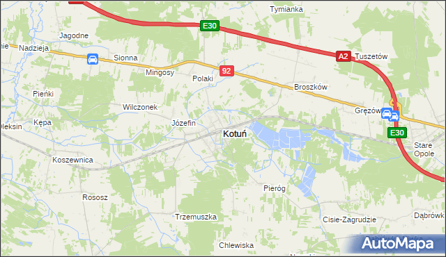 mapa Kotuń powiat siedlecki, Kotuń powiat siedlecki na mapie Targeo