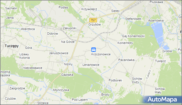 mapa Krzczonowice gmina Staszów, Krzczonowice gmina Staszów na mapie Targeo