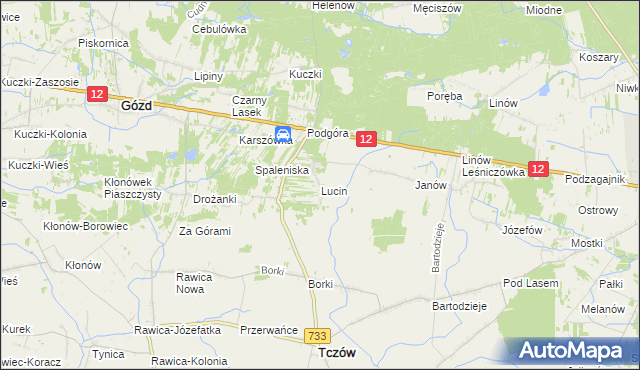 mapa Lucin gmina Tczów, Lucin gmina Tczów na mapie Targeo