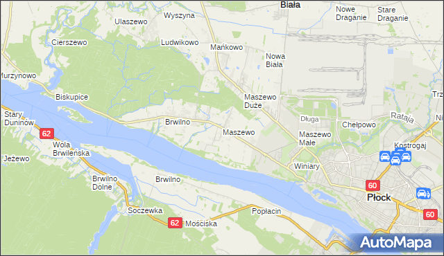 mapa Maszewo gmina Stara Biała, Maszewo gmina Stara Biała na mapie Targeo