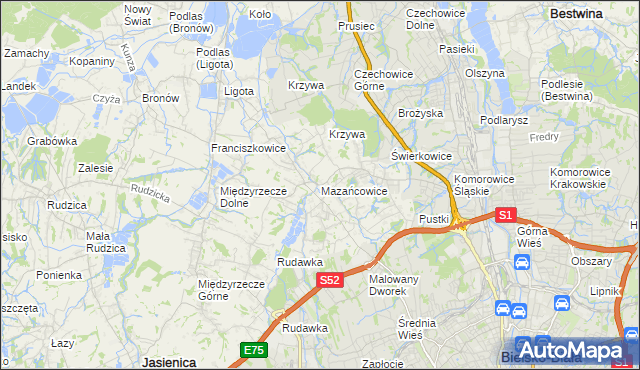 mapa Mazańcowice, Mazańcowice na mapie Targeo