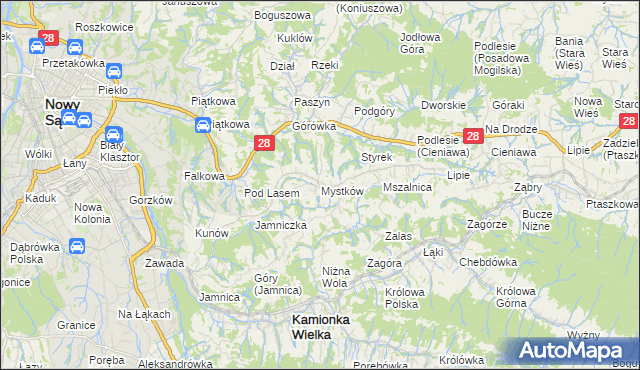 mapa Mystków, Mystków na mapie Targeo