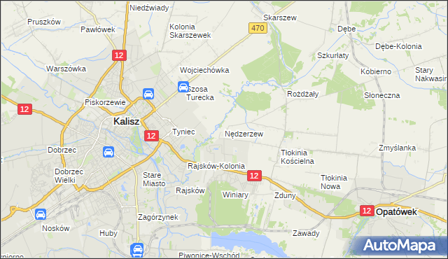 mapa Nędzerzew gmina Opatówek, Nędzerzew gmina Opatówek na mapie Targeo