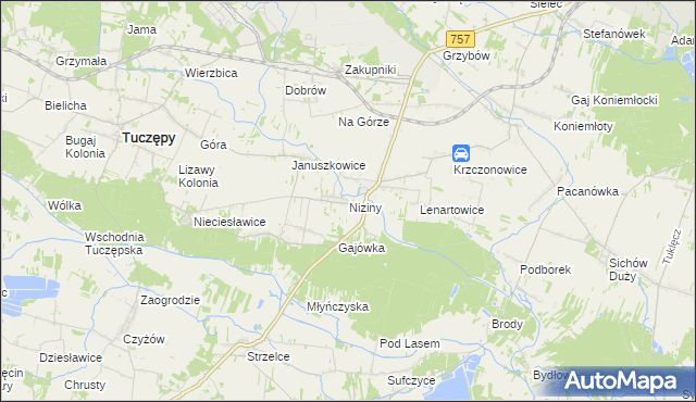 mapa Niziny gmina Tuczępy, Niziny gmina Tuczępy na mapie Targeo