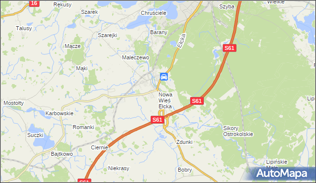 mapa Nowa Wieś Ełcka, Nowa Wieś Ełcka na mapie Targeo