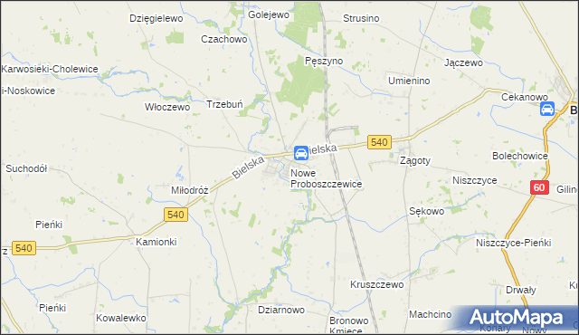 mapa Nowe Proboszczewice, Nowe Proboszczewice na mapie Targeo