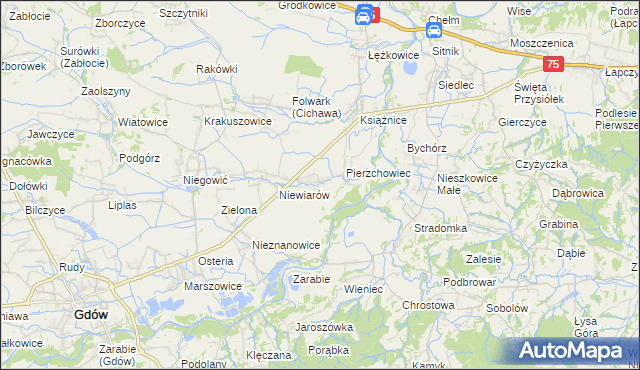 mapa Pierzchów, Pierzchów na mapie Targeo