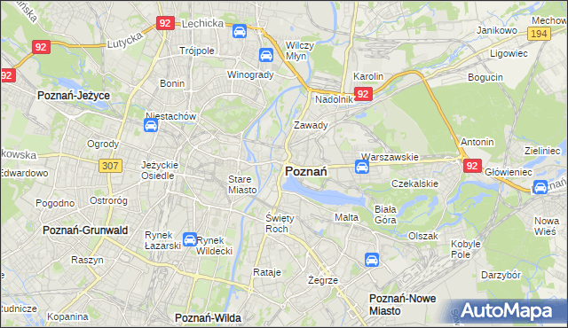 mapa Poznania, Poznań na mapie Targeo