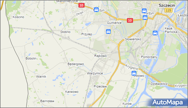 mapa Rajkowo, Rajkowo na mapie Targeo