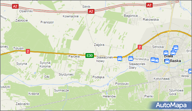 mapa Sławacinek Nowy, Sławacinek Nowy na mapie Targeo