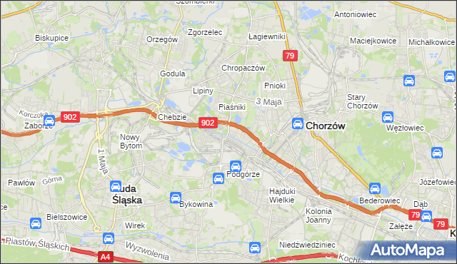 mapa Świętochłowice, Świętochłowice na mapie Targeo