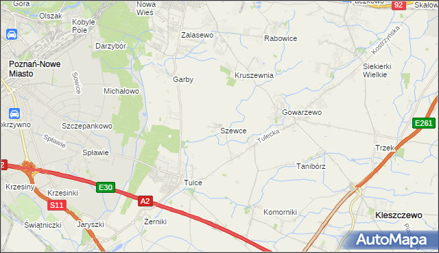 mapa Szewce gmina Kleszczewo, Szewce gmina Kleszczewo na mapie Targeo
