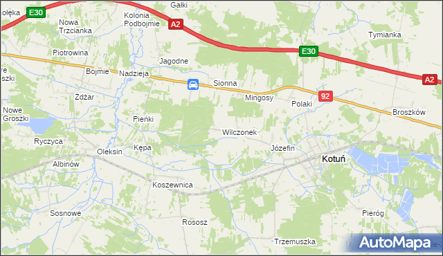 mapa Wilczonek, Wilczonek na mapie Targeo