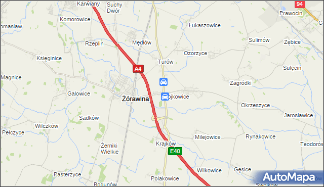 mapa Wojkowice gmina Żórawina, Wojkowice gmina Żórawina na mapie Targeo