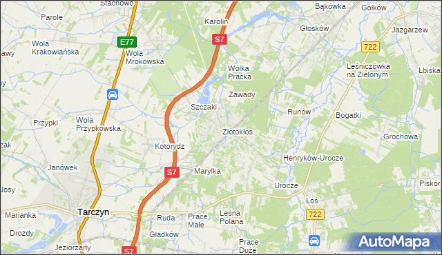 mapa Złotokłos, Złotokłos na mapie Targeo