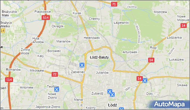 mapa Bałuty gmina Łódź, Bałuty gmina Łódź na mapie Targeo