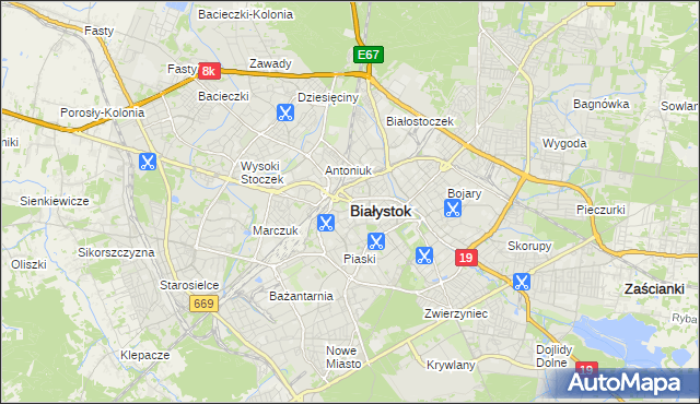 mapa Białegostoku, Białystok na mapie Targeo