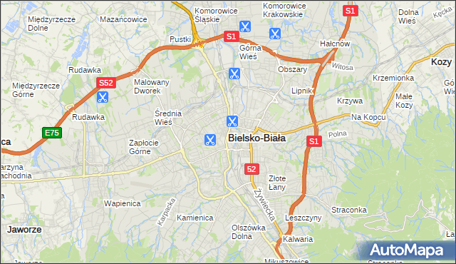 mapa Bielsko-Białej, Bielsko-Biała na mapie Targeo