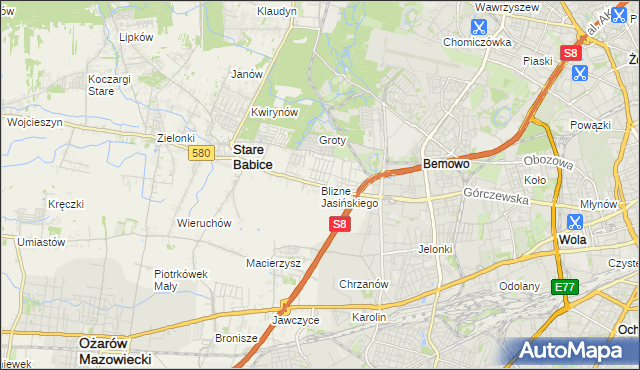 mapa Blizne Jasińskiego, Blizne Jasińskiego na mapie Targeo