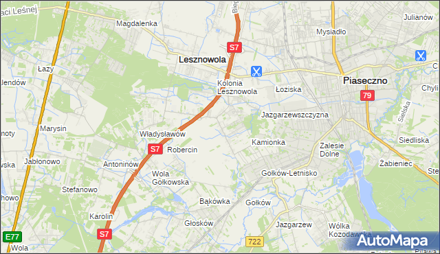 mapa Bobrowiec gmina Piaseczno, Bobrowiec gmina Piaseczno na mapie Targeo