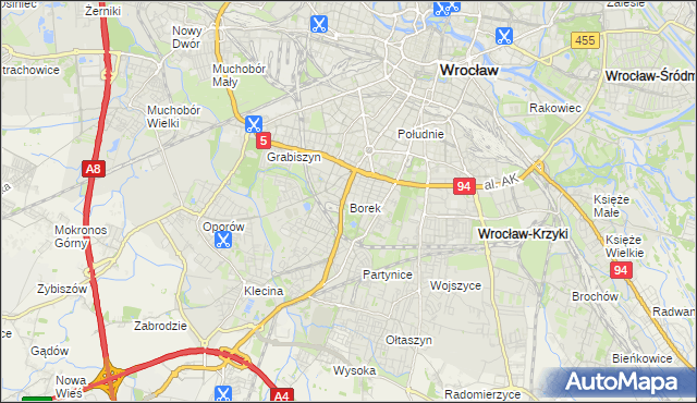 mapa Borek gmina Wrocław, Borek gmina Wrocław na mapie Targeo