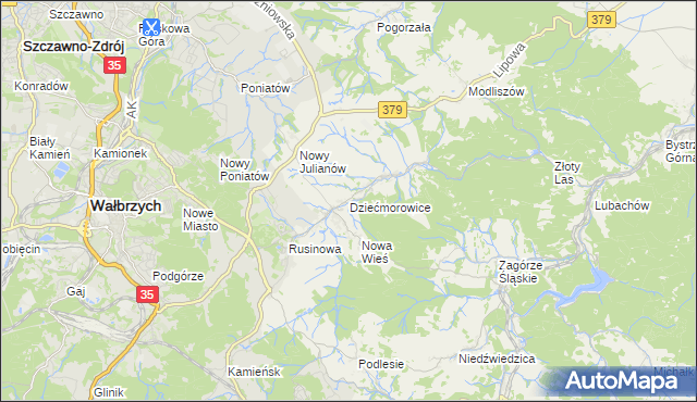 mapa Dziećmorowice, Dziećmorowice na mapie Targeo