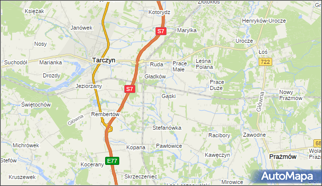 mapa Gąski gmina Tarczyn, Gąski gmina Tarczyn na mapie Targeo