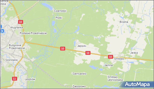 mapa Jeziorki gmina Kaczory, Jeziorki gmina Kaczory na mapie Targeo