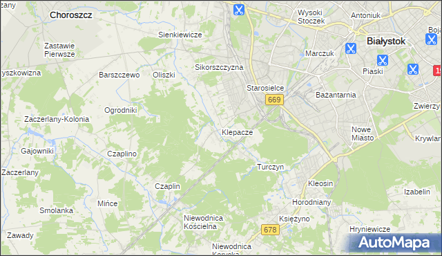 mapa Klepacze gmina Choroszcz, Klepacze gmina Choroszcz na mapie Targeo