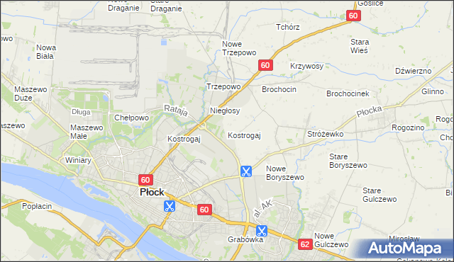 mapa Kostrogaj, Kostrogaj na mapie Targeo