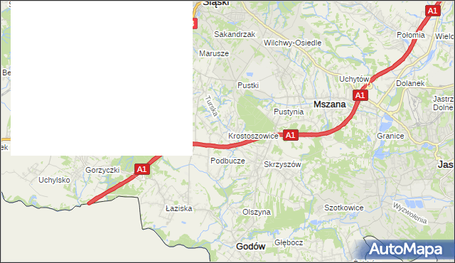 mapa Krostoszowice, Krostoszowice na mapie Targeo