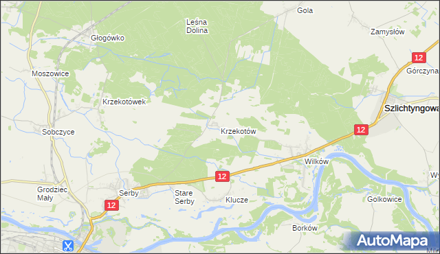 mapa Krzekotów, Krzekotów na mapie Targeo