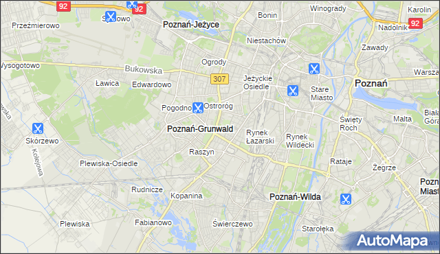 mapa Łazarz gmina Poznań, Łazarz gmina Poznań na mapie Targeo